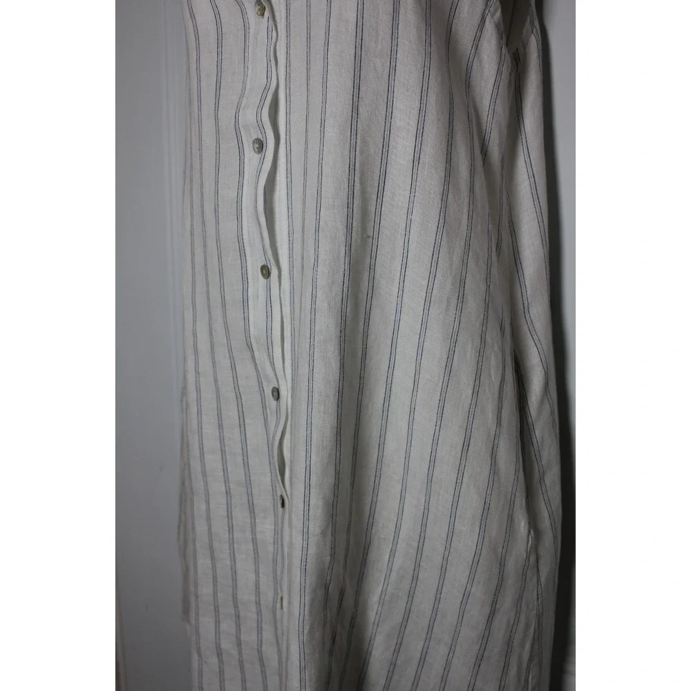 Rosemarie Italy Linen Shirt Dress Relaxed Striped Sardinia Effortless Size Small - Picture 7 of 13